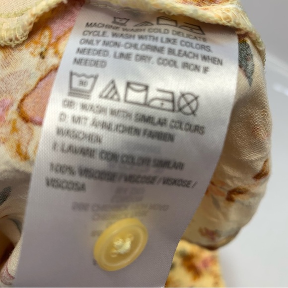 D & Co Top Woman 3X Yellow Floral  Pop Over Lightweight 3/4 Sleeve Casual Work - Picture 7 of 10